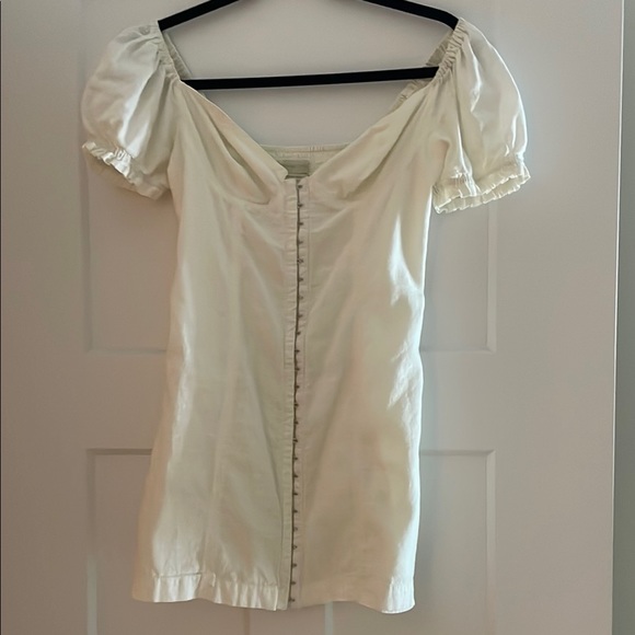 Urban Outfitters Dresses & Skirts - Urban Outfitters Cream Sheath Dress Sweetheart Neckline Puff Sleeves